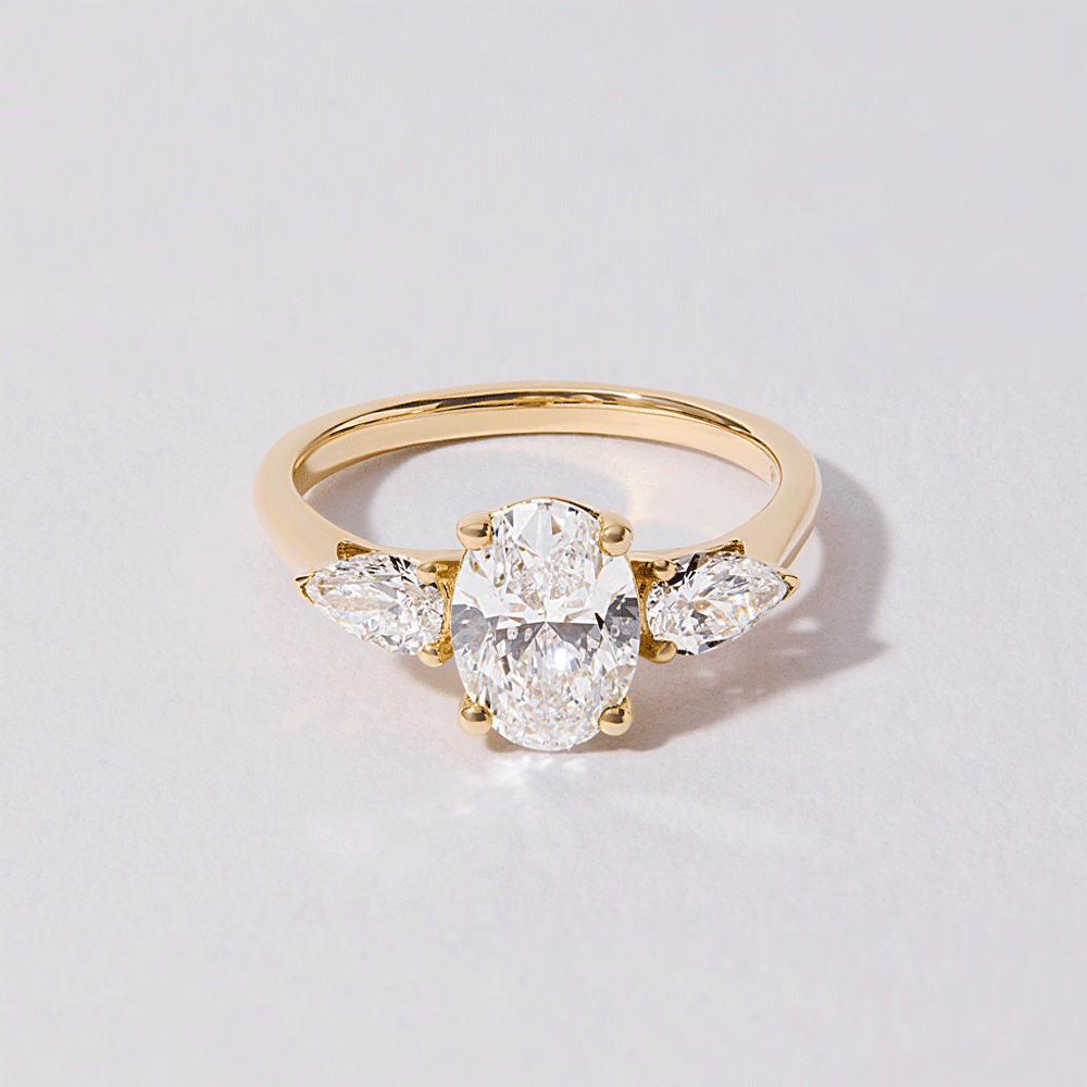 3 Stone Oval Ring with 2.00ct of Laboratory Grown Diamonds in 9ct Yellow Gold Rings Bevilles 
