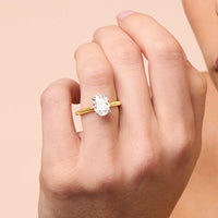 2.00ct Laboratory Grown Diamond Oval Cut Solitaire Ring in 18ct Yellow Gold and 18ct White Gold Bevilles 
