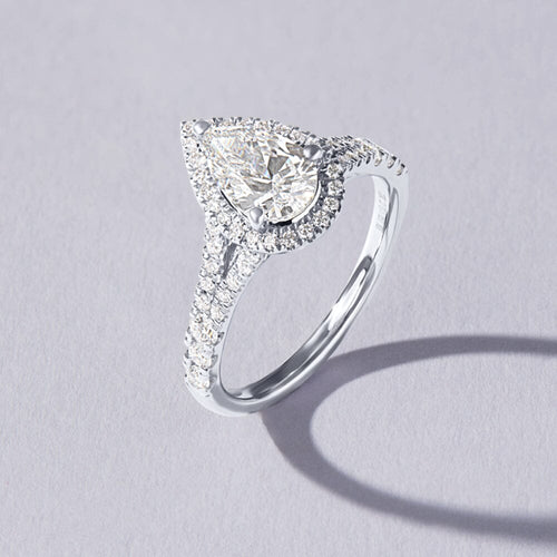 Love by Michelle Beville Pear Halo Ring with 1.50ct of Laboratory Grown Diamonds in 18ct White Gold Rings Bevilles 