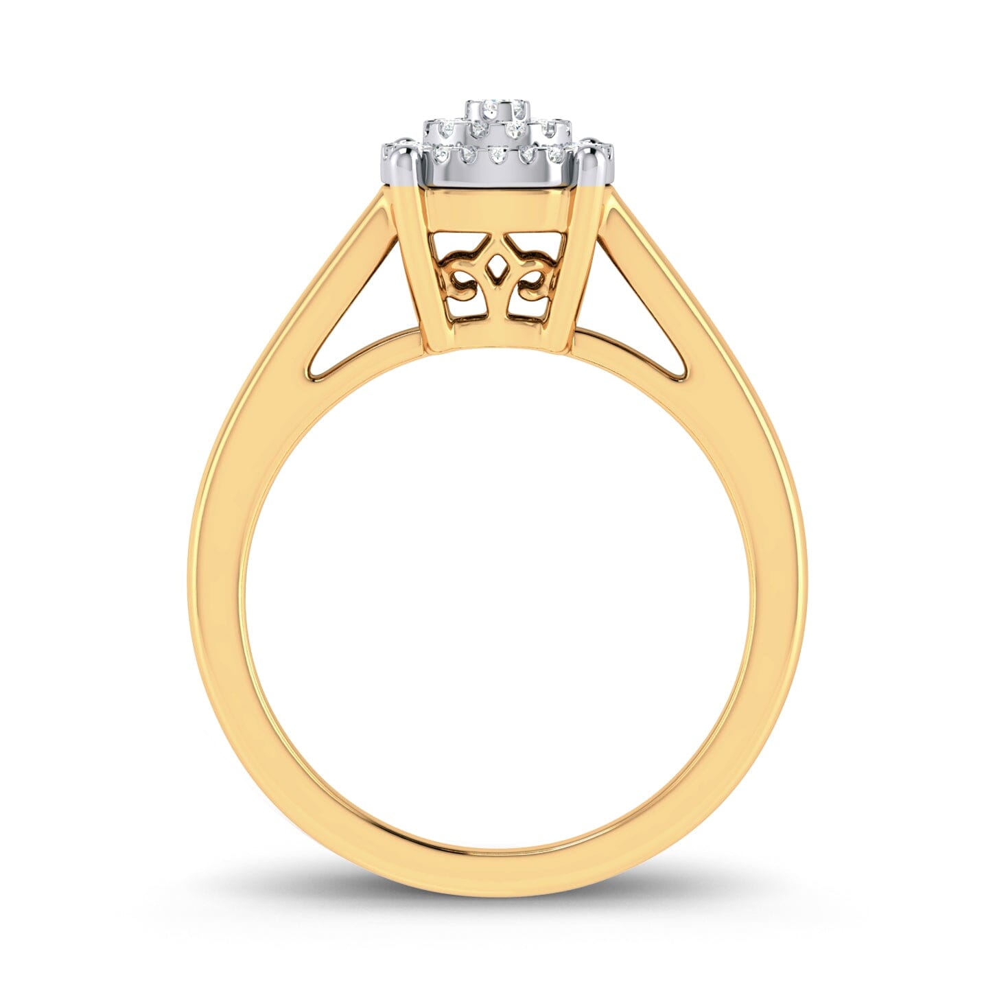 Cluster Solitaire Look Halo Ring with 0.25ct of Diamonds in 9ct Yellow Gold Rings Bevilles 