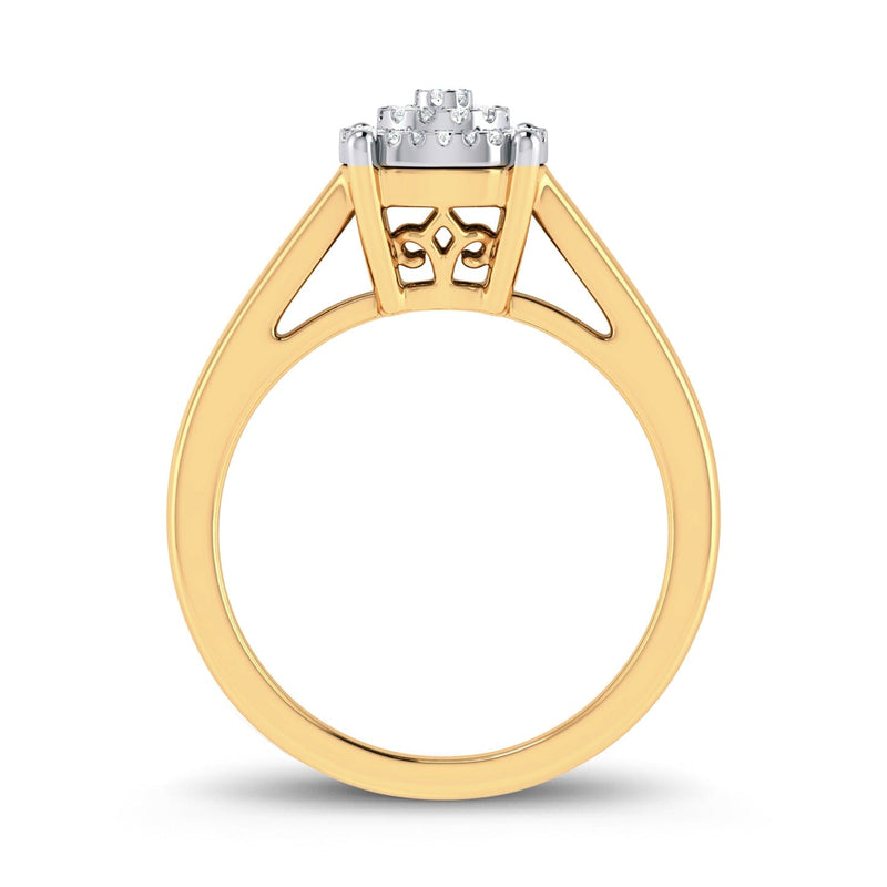 Cluster Solitaire Look Halo Ring with 0.25ct of Diamonds in 9ct Yellow Gold Rings Bevilles 