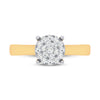 Cluster Solitaire Look Halo Ring with 0.25ct of Diamonds in 9ct Yellow Gold Rings Bevilles 