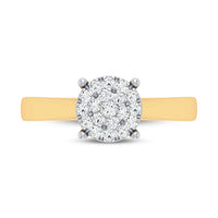 Cluster Solitaire Look Halo Ring with 0.25ct of Diamonds in 9ct Yellow Gold Rings Bevilles 
