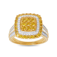 Meera Halo Ring with 1.50ct of Laboratory Grown Diamonds in 9ct Yellow Gold Rings Bevilles 