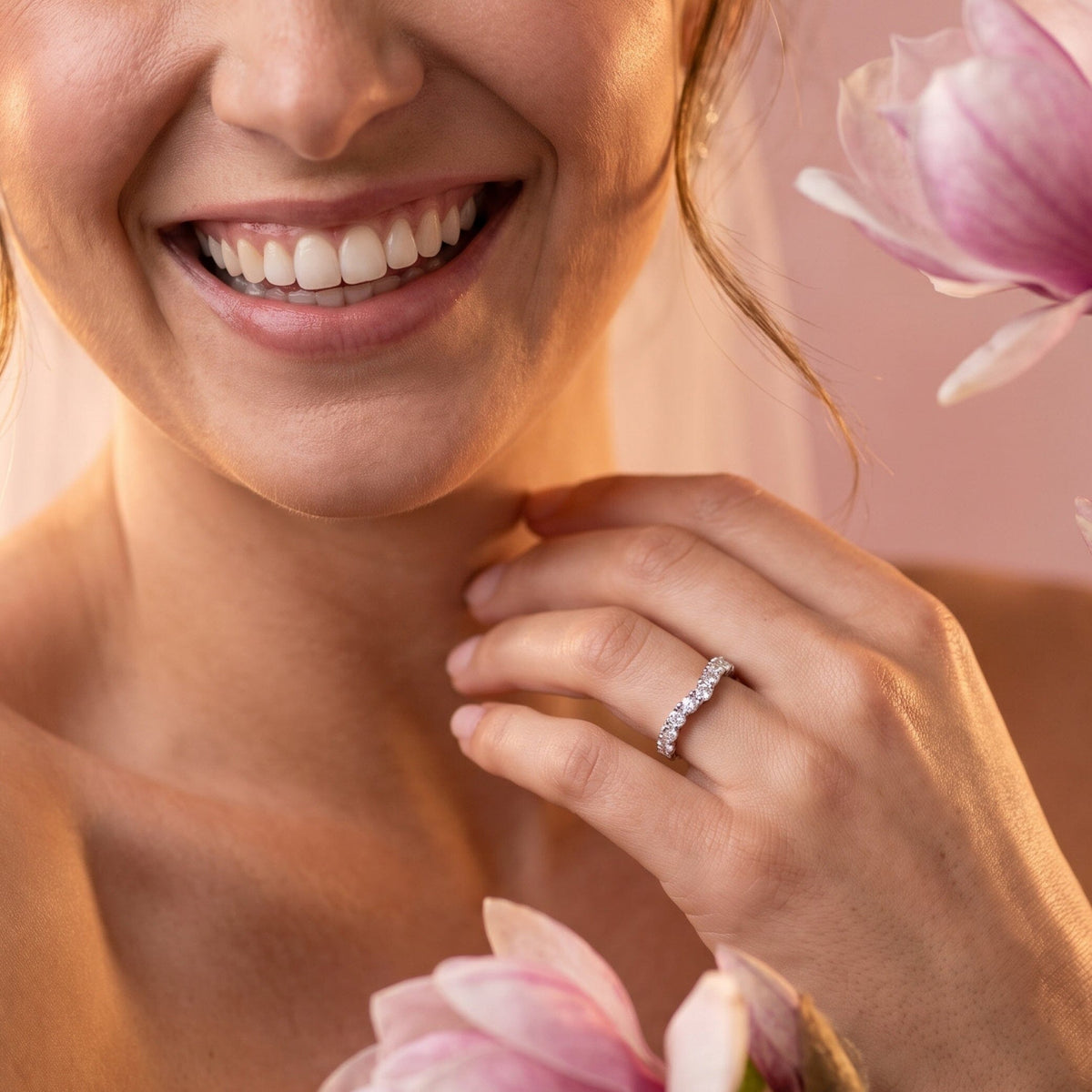 Grown Gorgeous Round Brilliant Curved Wedder Ring with 0.64tw of Laboratory-Grown Diamonds in 14kt White Gold Rings Bevilles 