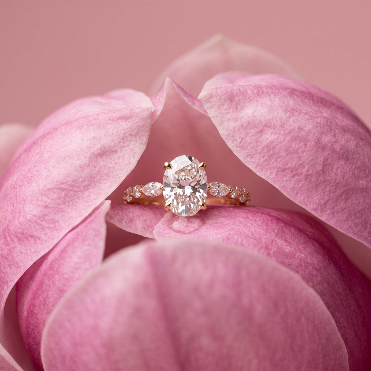 Grown Gorgeous Oval Solitaire Shoulder Ring with 2.79tw of Laboratory-Grown Diamonds in 14kt Yellow Gold Rings Bevilles 