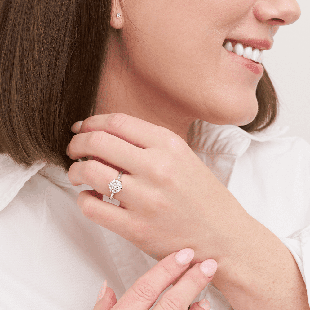 1.70ct Laboratory-Grown Diamond Solitaire Ring in Sterling Silver and Rhodium Rings Bevilles 
