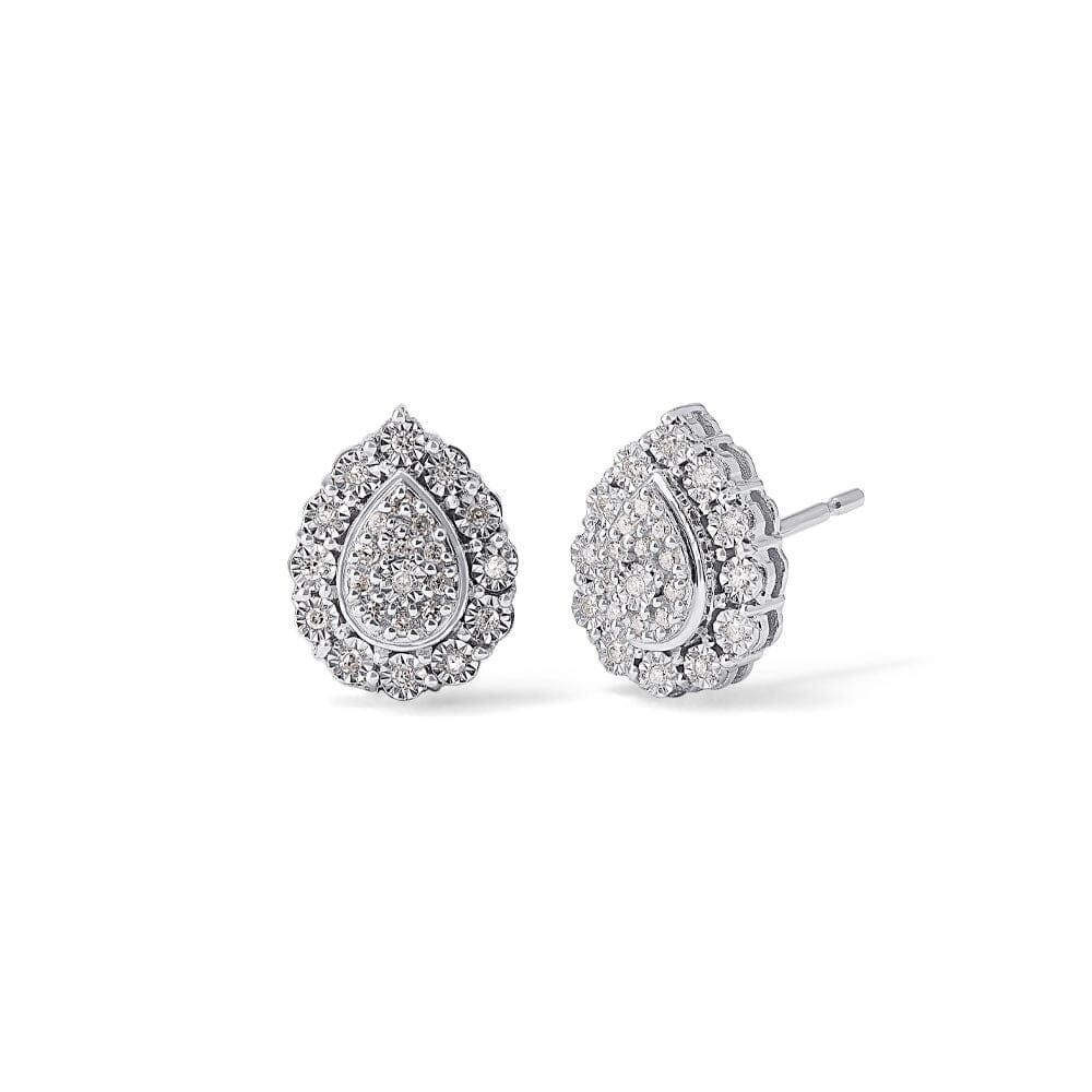 Pear Shape Composite Earrings with 0.15ct of Diamonds in Sterling Silver Earrings Bevilles 