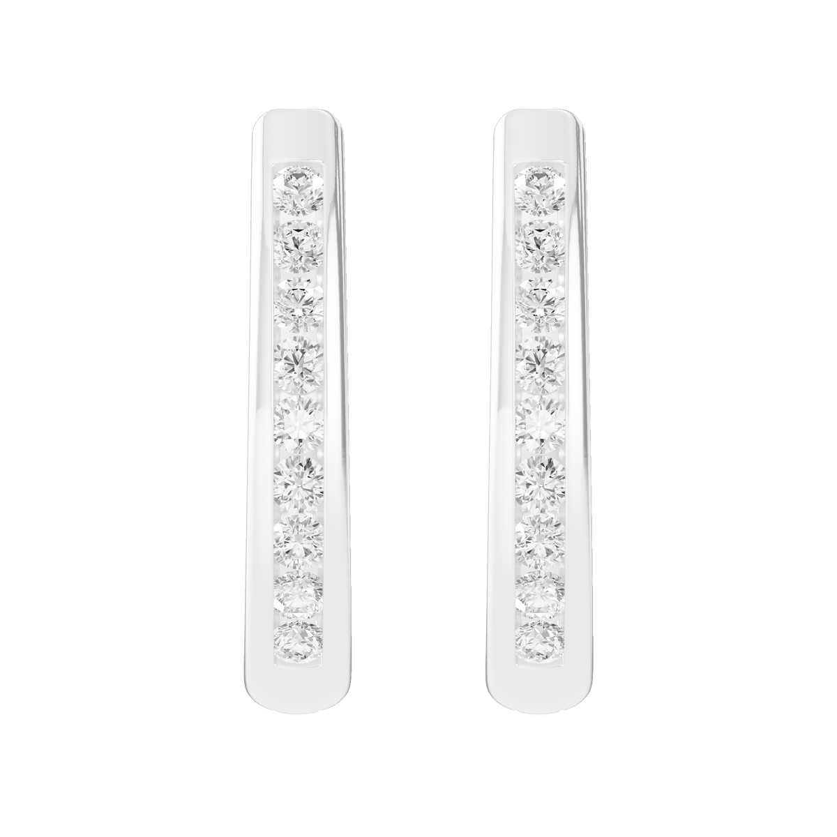 Channel Hoop Earrings with 1/2ct of Laboratory Grown Diamonds in Rhodium Plated Sterling Silver Earrings Bevilles 