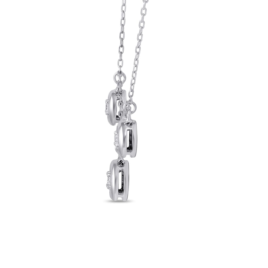 3 Station Necklace with 1/5ct of Diamonds in Sterling Silver Necklaces Bevilles 