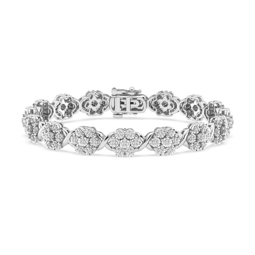 Miracle Surround Flower Bracelet with 1/2ct of Diamonds in Sterling Silver Bracelets Bevilles 