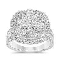Miracle Surround Halo Ring with 1.00ct of Diamonds in Sterling Silver Rings Bevilles 