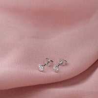 Martini Bezel Stud Earrings with 0.20tw of Laboratory-Grown Diamonds in Sterling Silver and Platinum Earrings Bevilles 