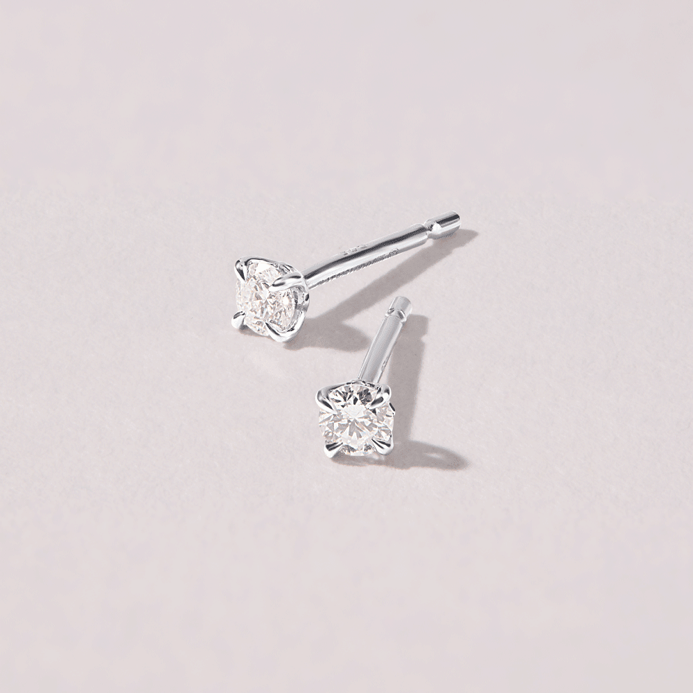 Solitaire Stud Earrings with 0.15ct of Laboratory Grown Diamonds in Sterling Silver and Platinum Earrings Bevilles 