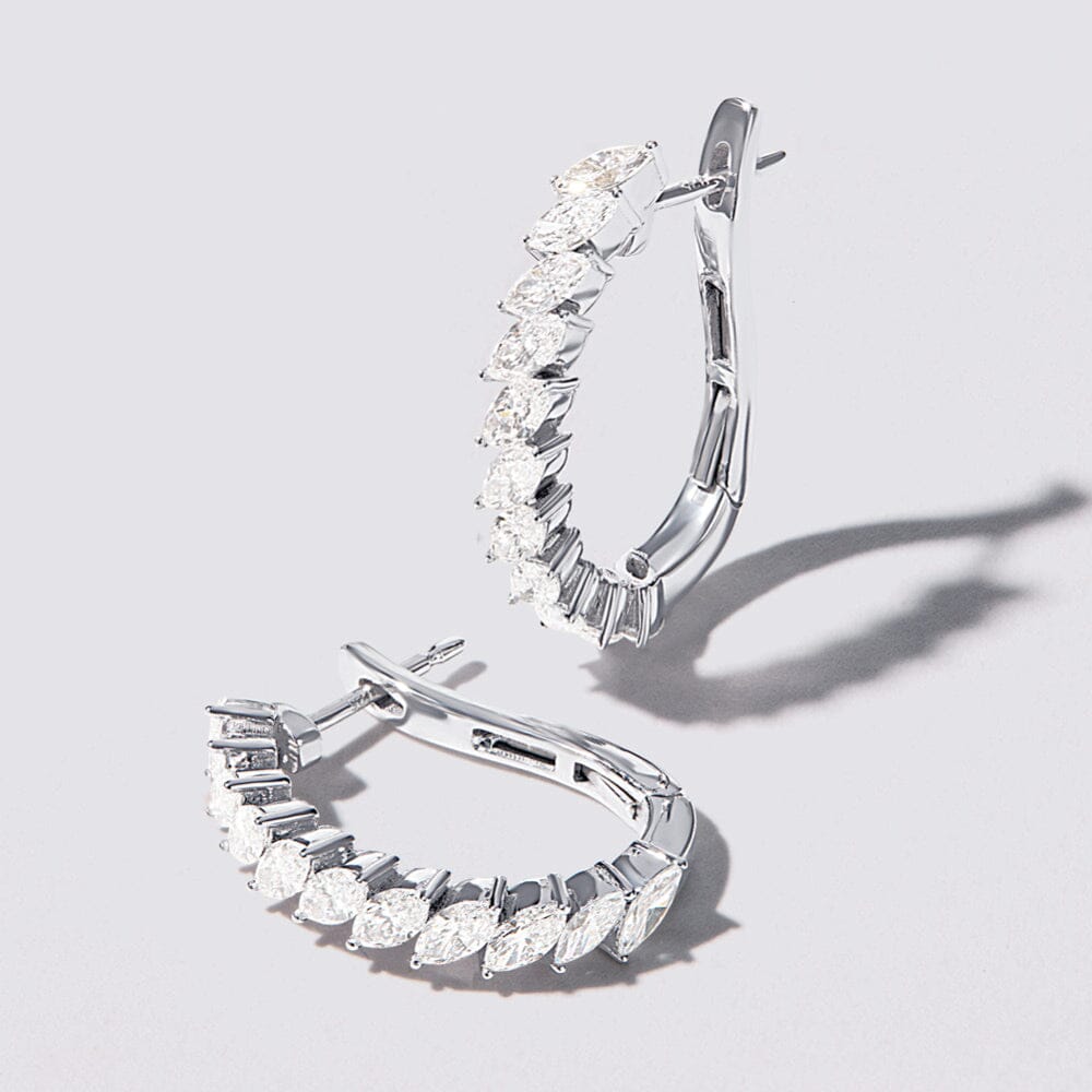 Marquise Hoop Earrings with 1.50ct of Laboratory Grown Diamonds in Sterling Silver and Platinum Earrings Bevilles Jewellers 