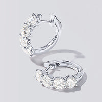 Single Row Hoop Earrings with 2.00ct of Laboratory Grown Diamonds in Sterling Silver and Platinum Earrings Bevilles Jewellers 