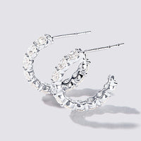 J Hoop Stud Earrings with 2.00ct of Laboratory Grown Diamonds in Sterling Silver and Platinum Earrings Bevilles Jewellers 