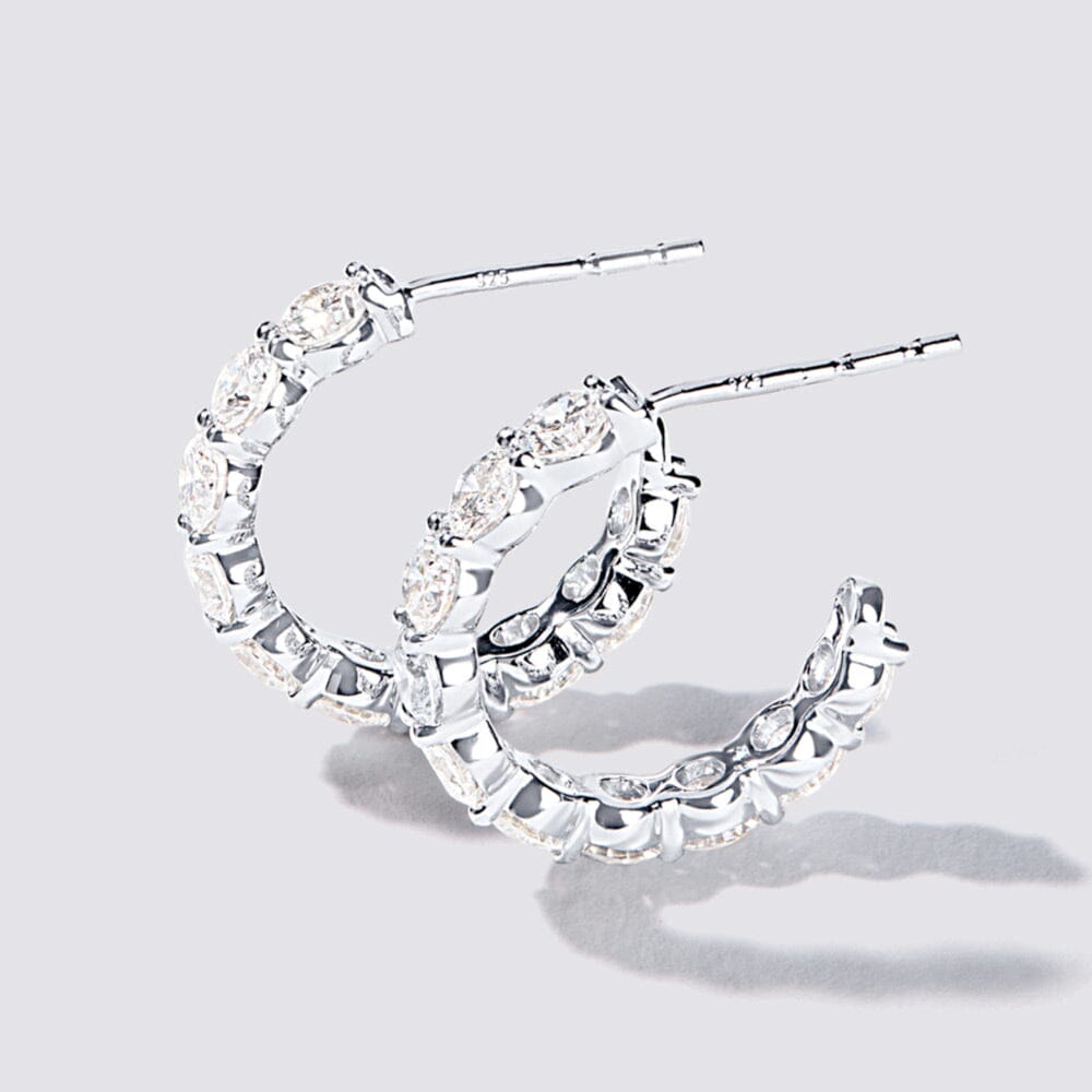 J Hoop Stud Earrings with 2.00ct of Laboratory Grown Diamonds in Sterling Silver and Platinum Earrings Bevilles Jewellers 
