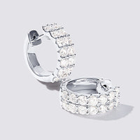 Double Row Hoop Earrings with 2.00ct of Laboratory Grown Diamonds in Sterling Silver and Platinum Earrings Bevilles Jewellers 