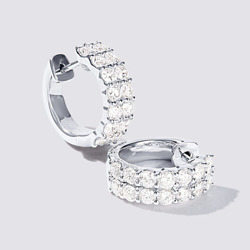Double Row Hoop Earrings with 2.00ct of Laboratory Grown Diamonds in Sterling Silver and Platinum Earrings Bevilles Jewellers 