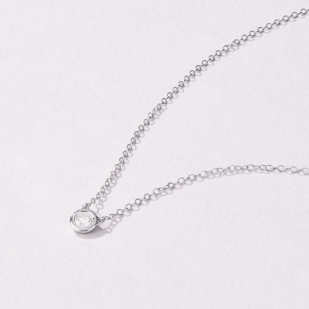 Bezel Pendant Necklace with 0.20ct of Laboratory Grown Diamonds in Sterling Silver and Platinum Necklaces Bevilles 