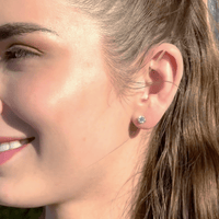 Solitaire Stud Earrings with 1.00tw of Laboratory-Grown Diamonds in Sterling Silver and Platinum Earrings Bevilles 