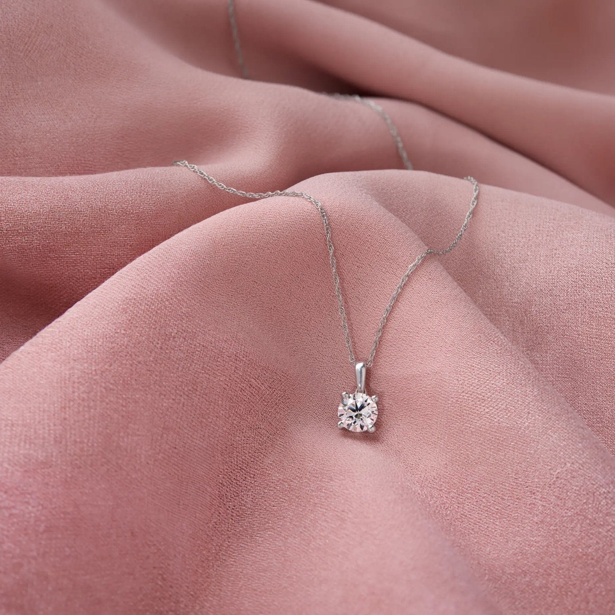 45cm 1.00ct Solitaire Laboratory-Grown Diamond Pendant Necklace in Sterling Silver and Platinum Pendants Bevilles 