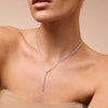 Oval and Emerald Cut Lariat Tennis Necklace with 5.25ct of Laboratory Grown Diamonds in Sterling Silver and Platinum Bevilles Jewellers 