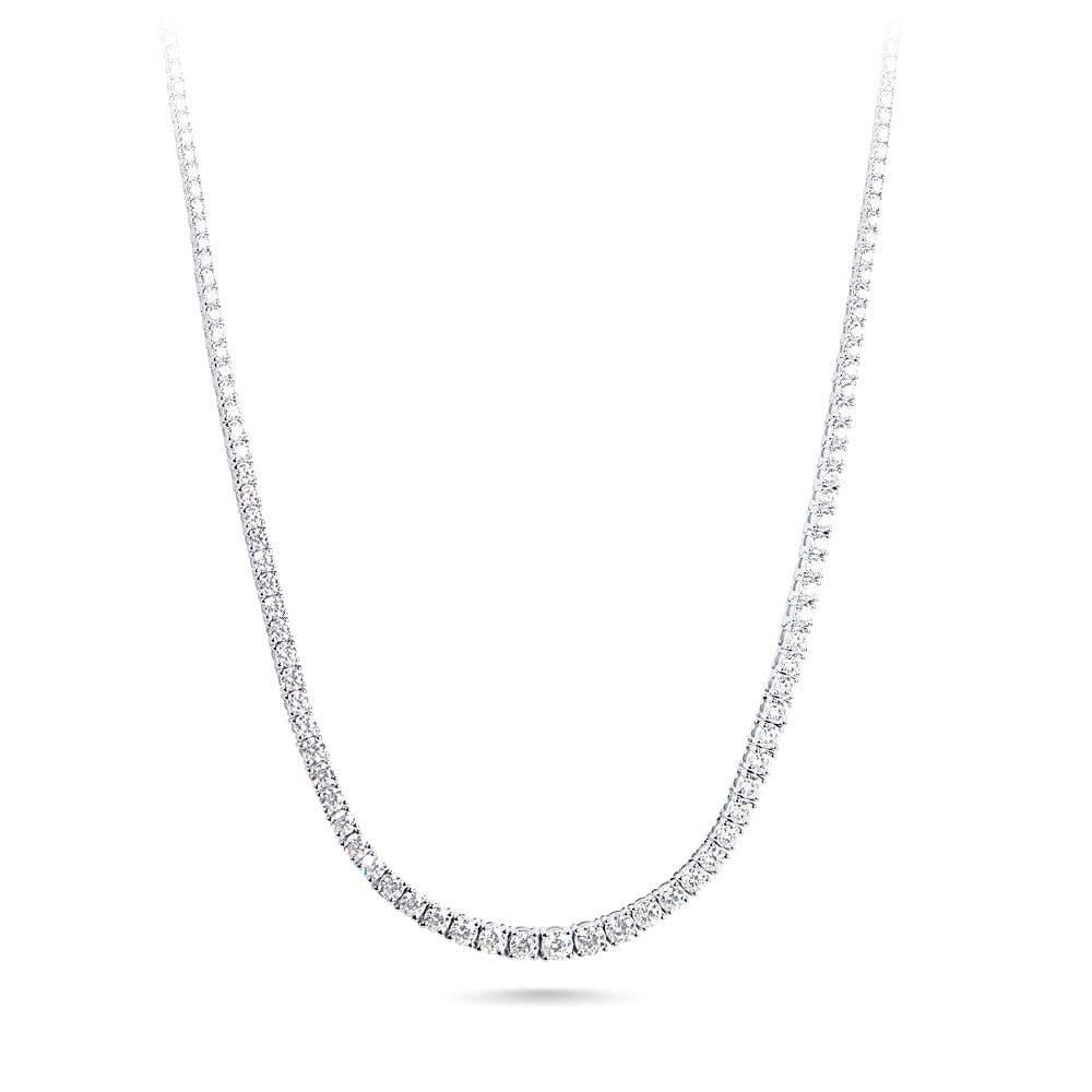 Graduated Tennis Necklace with 8.00ct of Laboratory Grown Diamonds in Sterling Silver and Platinum Bevilles Jewellers 