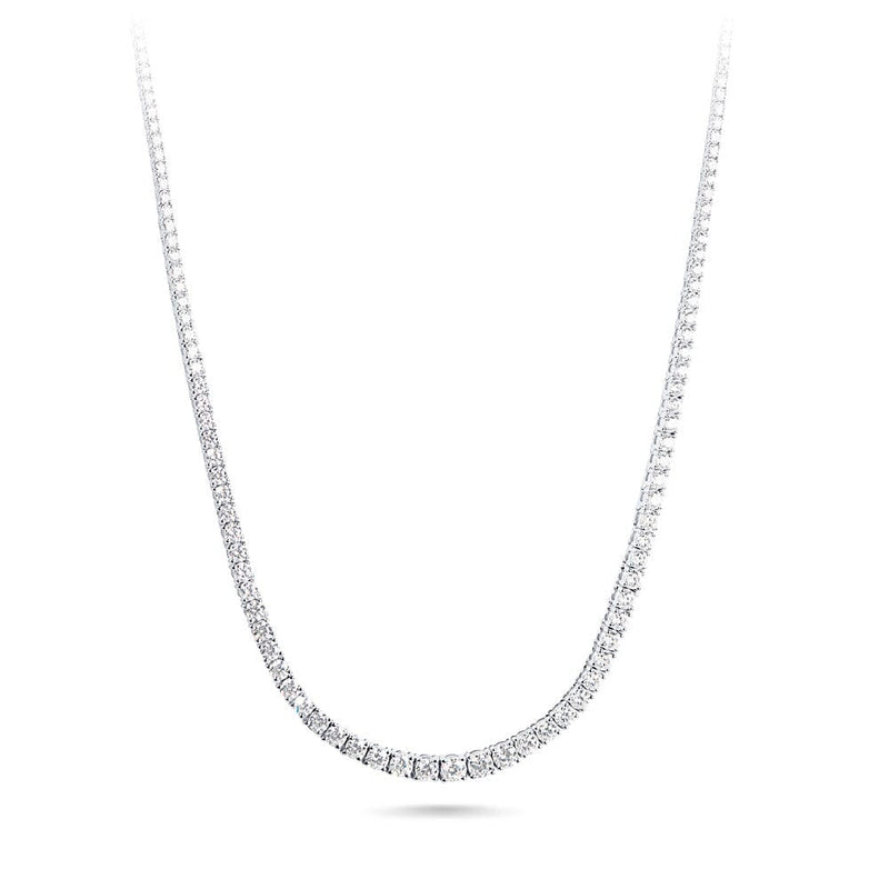Graduated Tennis Necklace with 8.00ct of Laboratory Grown Diamonds in Sterling Silver and Platinum Bevilles Jewellers 
