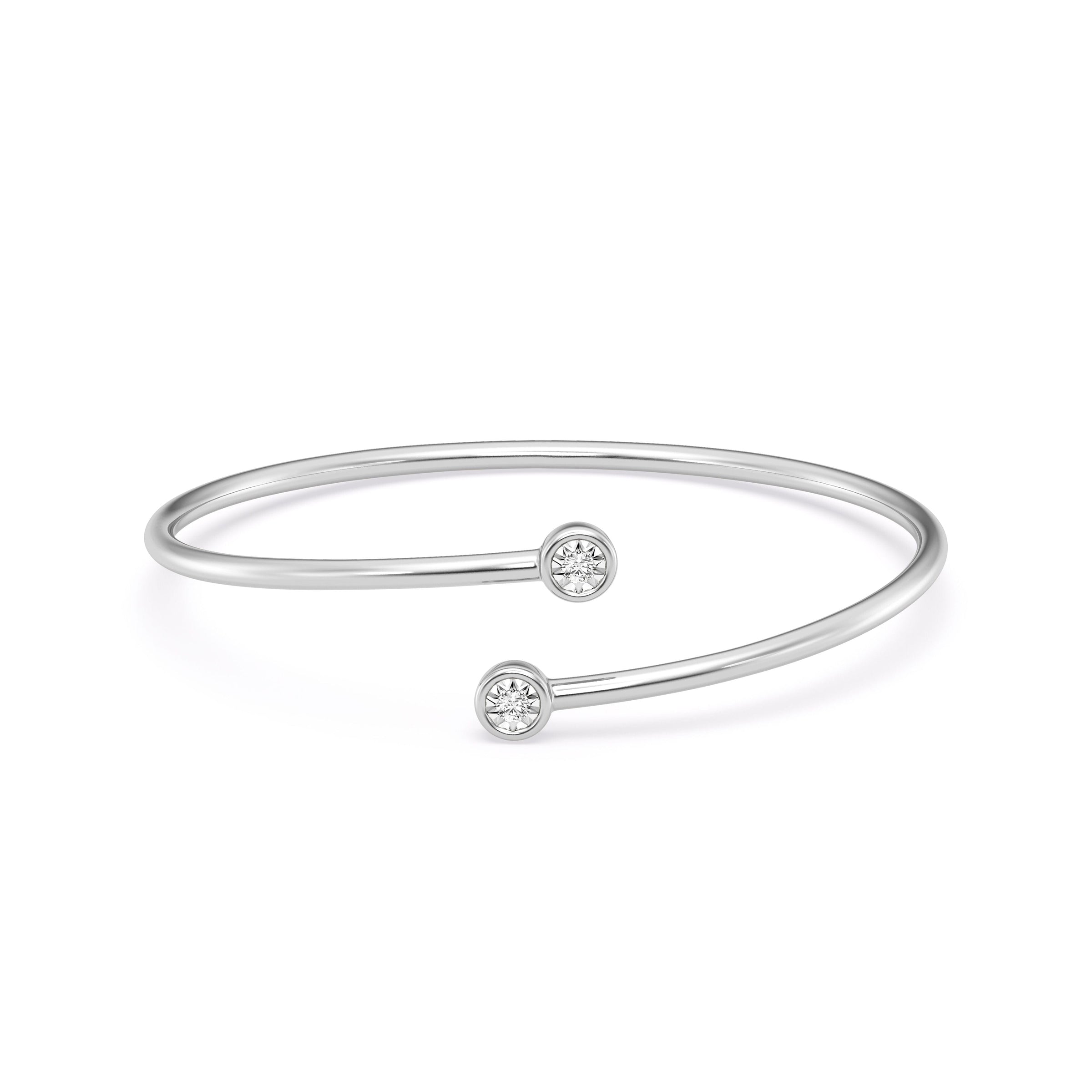 Mirage Bangle with 0.10ct of Laboratory Grown Diamonds in Sterling Silver and Platinum Bangles Bevilles Jewellers 