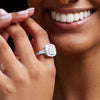 Mirage Halo Cushion Shaped Ring With 1.00ct of Laboratory Grown Diamonds in Sterling Silver and Platinum Rings Bevilles 