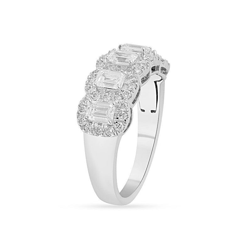 Emerald Cut Multi Station Dress Ring with 1.30ct of Laboratory Grown Diamonds in Sterling Silver and Platinum Rings Bevilles 
