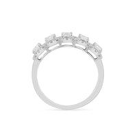 Emerald Cut Multi Station Dress Ring with 1.30ct of Laboratory Grown Diamonds in Sterling Silver and Platinum Rings Bevilles 