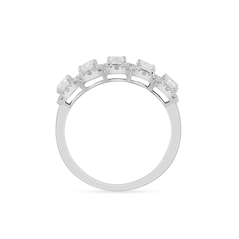 Emerald Cut Multi Station Dress Ring with 1.30ct of Laboratory Grown Diamonds in Sterling Silver and Platinum Rings Bevilles 