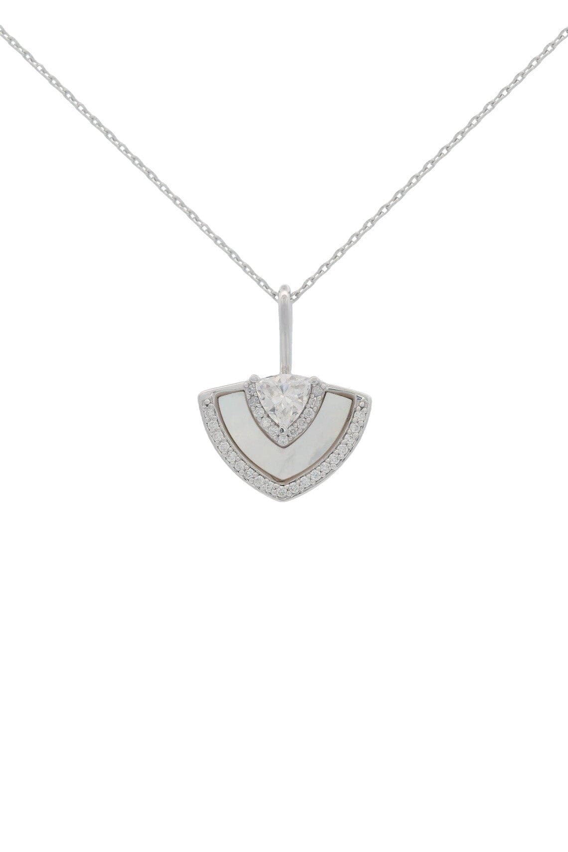CHIC NOEL MOTHER OF PEARL FAN PENDANT SILVER Bevilles Jewellers 