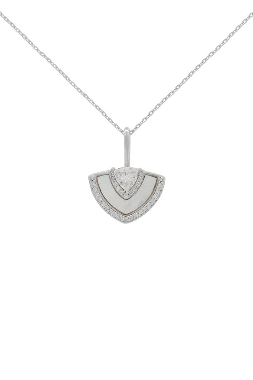 CHIC NOEL MOTHER OF PEARL FAN PENDANT SILVER Bevilles Jewellers 