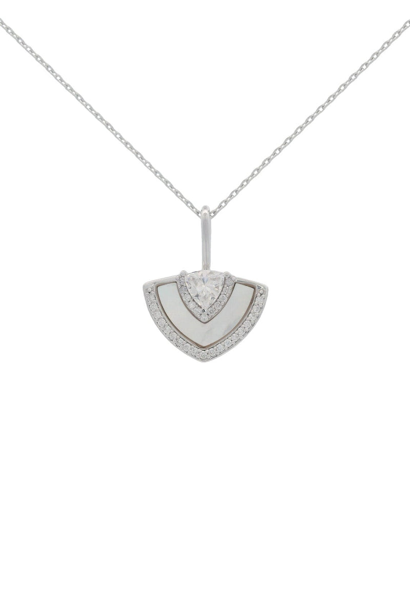 CHIC NOEL MOTHER OF PEARL FAN PENDANT SILVER Bevilles Jewellers 