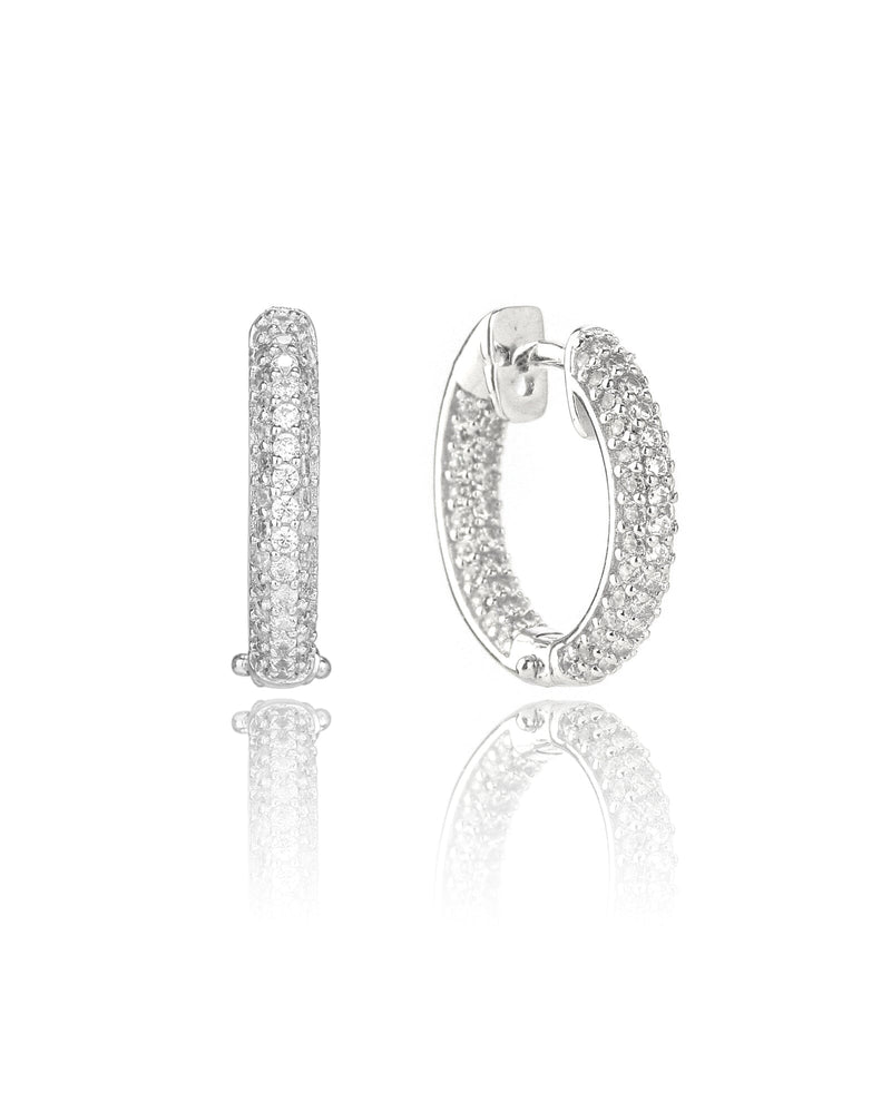 GODDESS PAVE HOOPS SILVER Bevilles Jewellers 