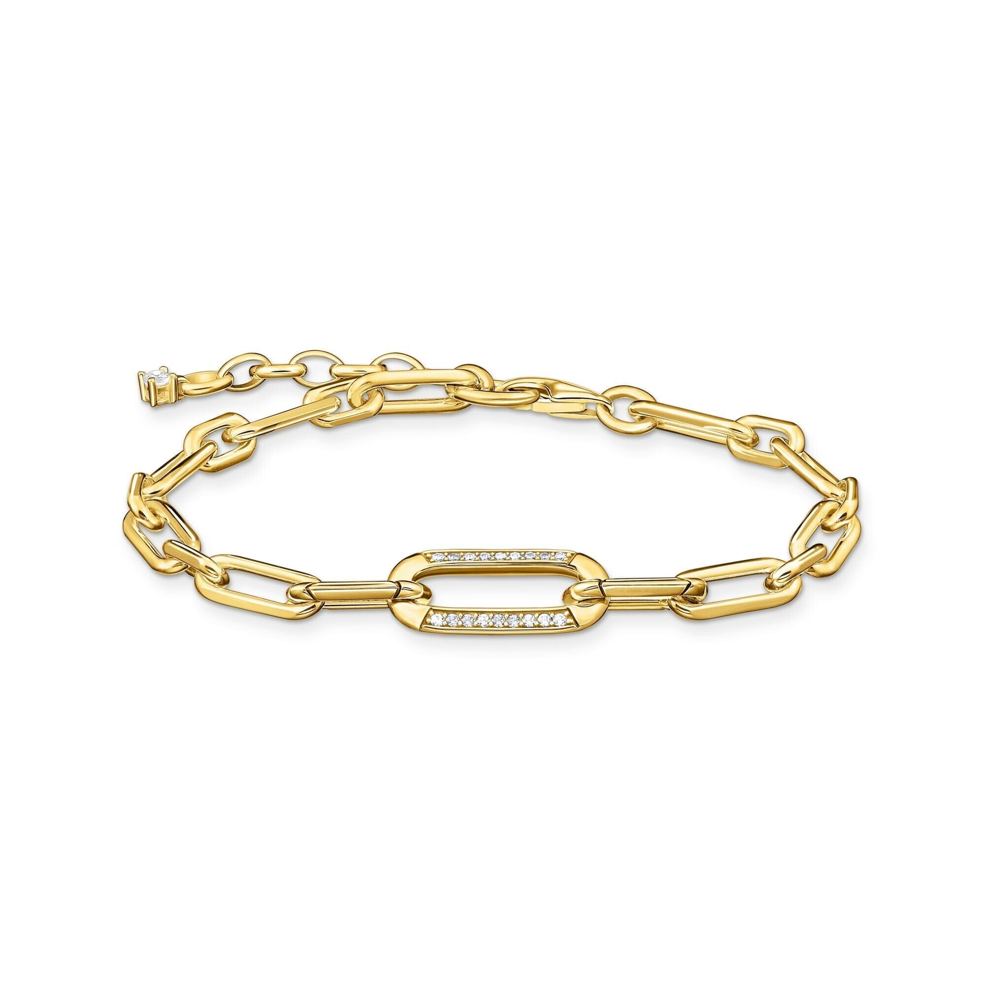 THOMAS SABO Golden Link Bracelet with Anchor Element and Zirconia Bracelets Thomas Sabo 