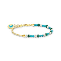 THOMAS SABO Member Charm Bracelet with Pearls, Malachite and Charmista Disc Gold Plated Bracelets THOMAS SABO Charmista 