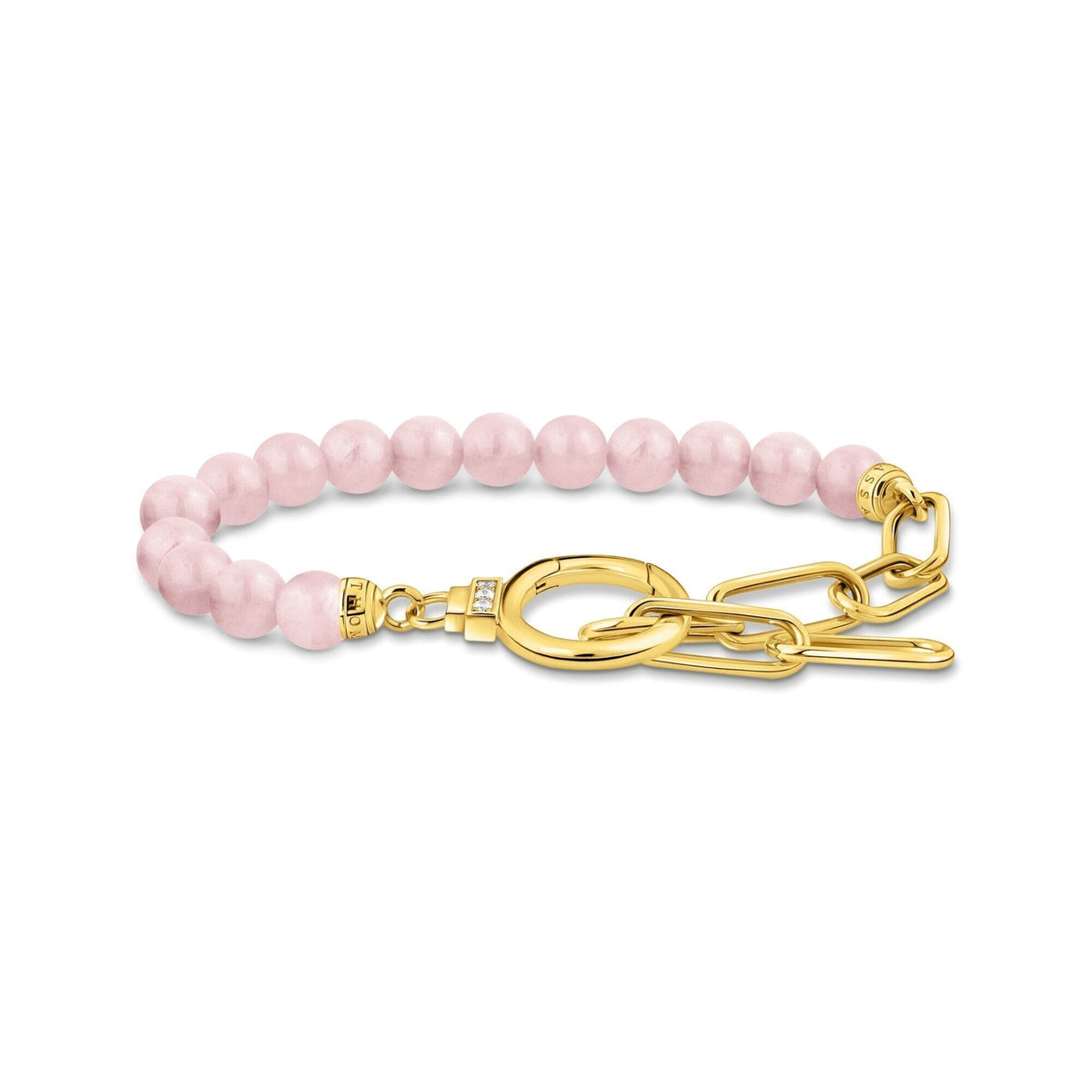 THOMAS SABO Link Bracelet with Rose Quartz Beads Gold Bracelets THOMAS SABO 