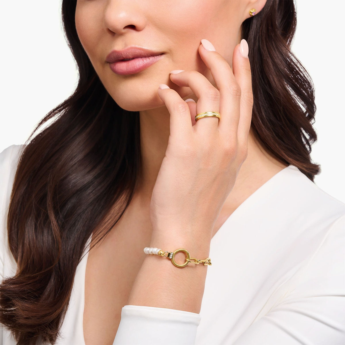 THOMAS SABO Golden Bracelet with Freshwater Cultured Pearls Bracelets Thomas Sabo 