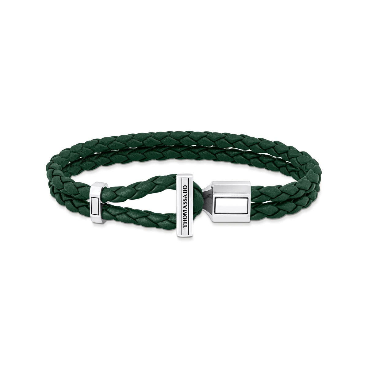 THOMAS SABO Double Bracelet with Braided, Green Leather Bracelets THOMAS SABO 