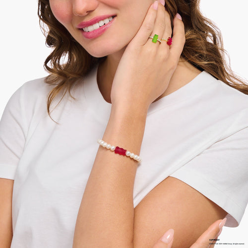 THOMAS SABO Pearl bracelet with red goldbears Bracelets THOMAS SABO 