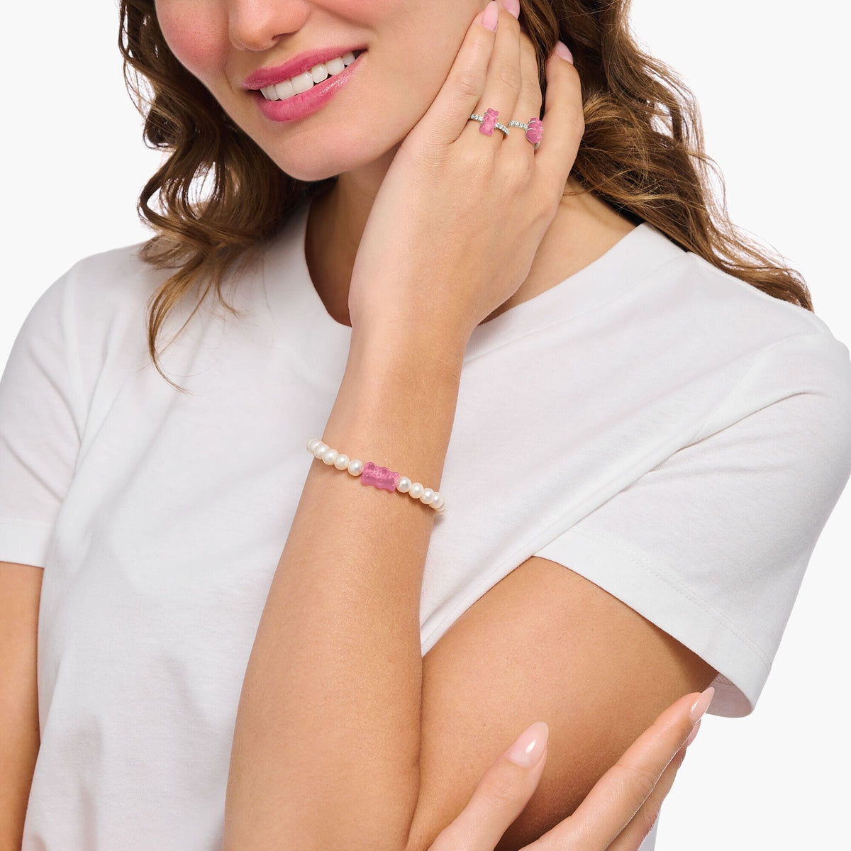 THOMAS SABO Pearl bracelet with pink Goldbears Bracelets THOMAS SABO 