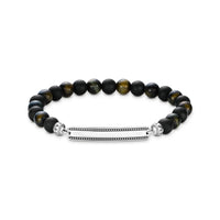 THOMAS SABO Engraved bracelet with obsidian beads Bracelets Thomas Sabo 