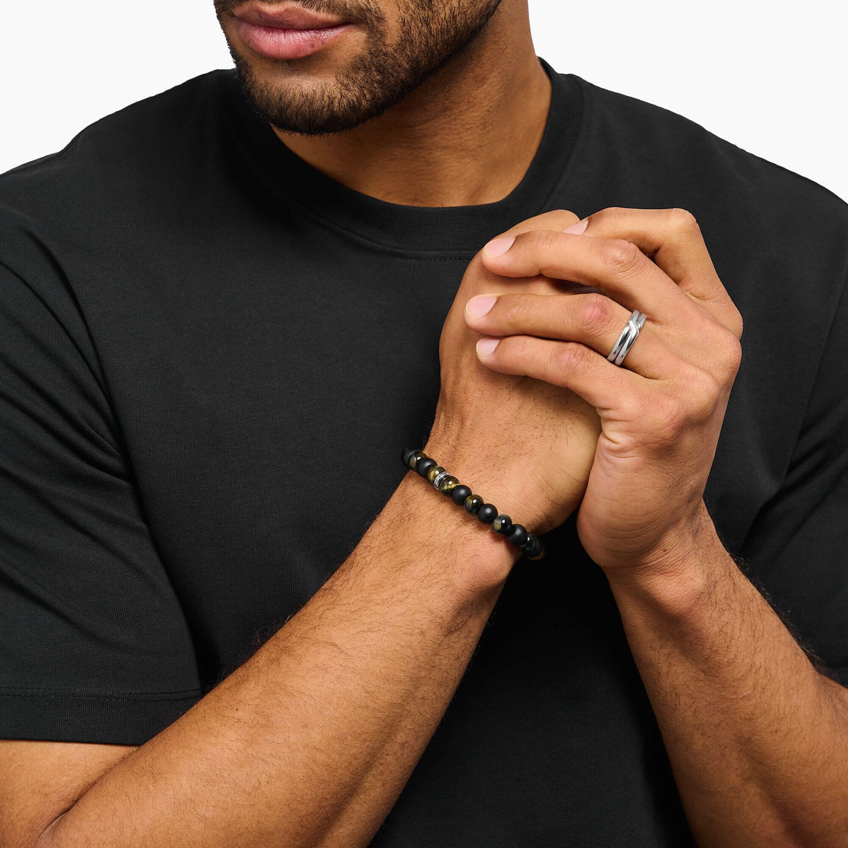 THOMAS SABO bracelet with obsidian and tiger's eye beads Bracelets Thomas Sabo 