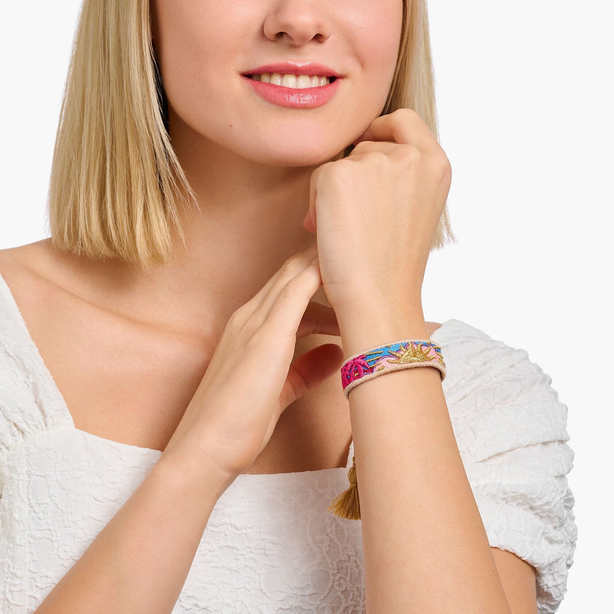 THOMAS SABO Bracelet with various ornaments in pink, blue, green & gold Accessories Thomas Sabo 