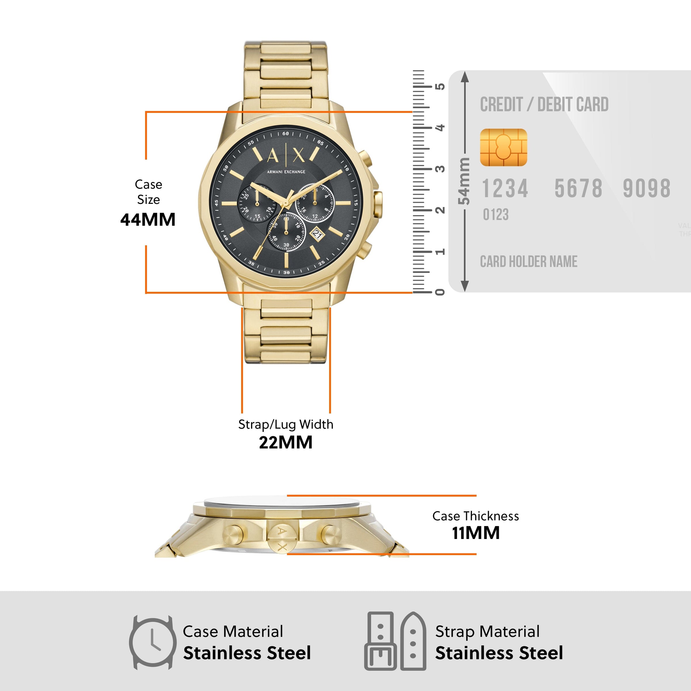 Armani Exchange Banks Black and Gold Men's Watch AX1721 Watches Armani Exchange 